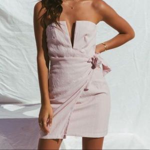 NWT Xenia Pink Wrap Strapless Party Dress